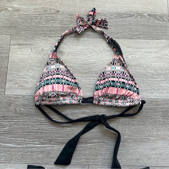 Hurley Bikini Tie Up Double Strap Swim Suit Swimwear Pink Purple Small Medium - Picture 3 of 8